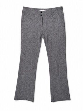 ​Smart Set Grey Linen Blend Wide Leg Career Trousers Cotton Stretch Work Pants